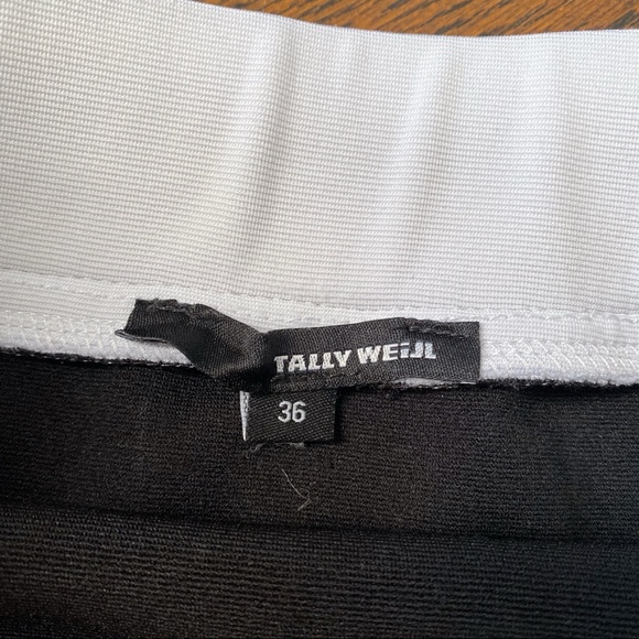 🔲 TALLY WEIJL WHITE BLACK ASYMMETRICAL HIGH WAIST FITTED MINI SKIRT! - Picture 6 of 9